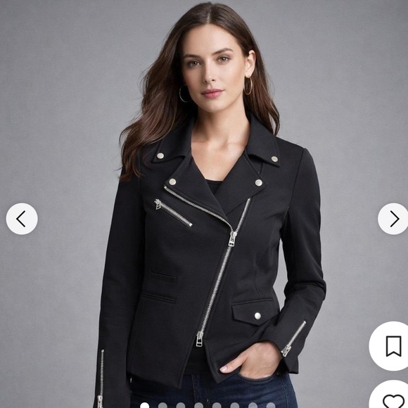 Veronica Beard Scuba Hadley Moto Jacket in black size 8 - Picture 1 of 9